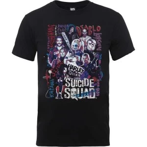 Image of DC Comics - Suicide Squad Harley's Character Collage Unisex Large T-Shirt - Black