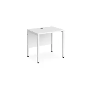 Image of Maestro 25 straight desk 800mm x 600mm - white bench leg frame and white top