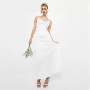 image of Missguided Cowl Neck Satin Maxi Dress - White