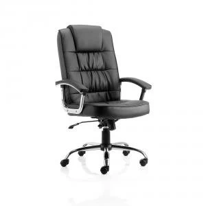 image of Trexus Moore Deluxe Executive Chair With Arms Leather Black Ref