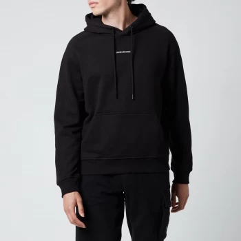 image of Calvin Klein Jeans Mens Micro Branding Hoodie - Black - L