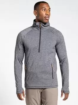 image of Craghoppers Dynamic Hooded Half Zip Fleece Jacket - Grey Pepper, Black Pepper, Size 2XL, Men