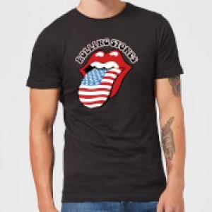 image of Rolling Stones US Flag Mens T-Shirt - Black