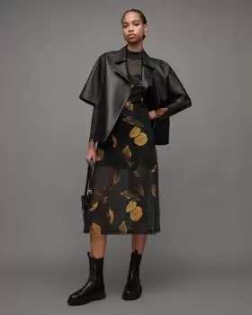 Image of AllSaints Hanna Aretha Mesh Printed Midi Dress