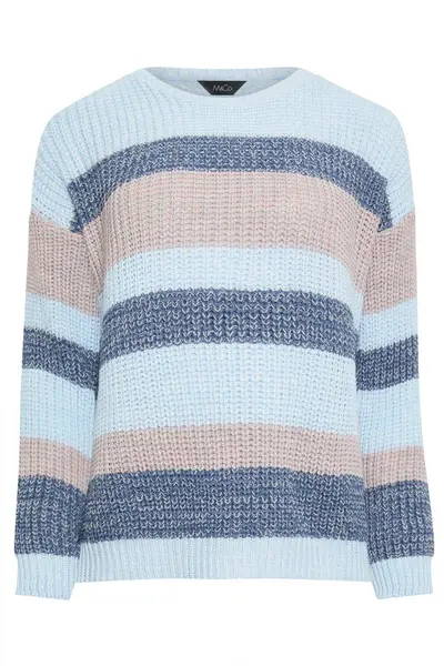 M&Co Striped Space Dye Jumper Pale Blue