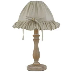 image of Fan Europe CHERRY Table Lamp with Round Tapered Shade Wood, Cotton Lampshade 27 22x41cm