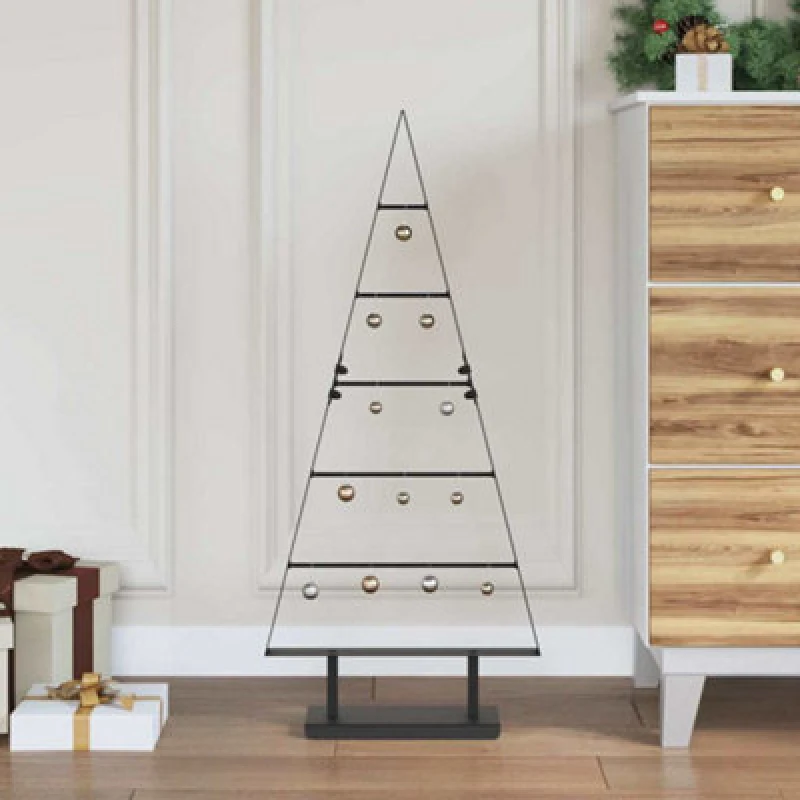 Image of Vidaxl Metal Christmas Tree With Stand Black 90 Cm Steel