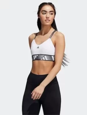 Image of adidas All Me Light Support Training Bra, Red/Blue Size M Women