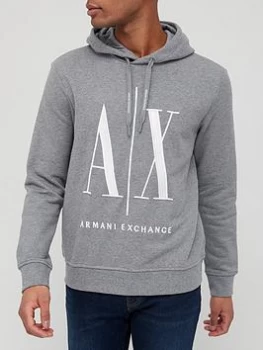 Image of Armani Exchange AX Icon Logo Pullover Hoodie Grey Size L Men