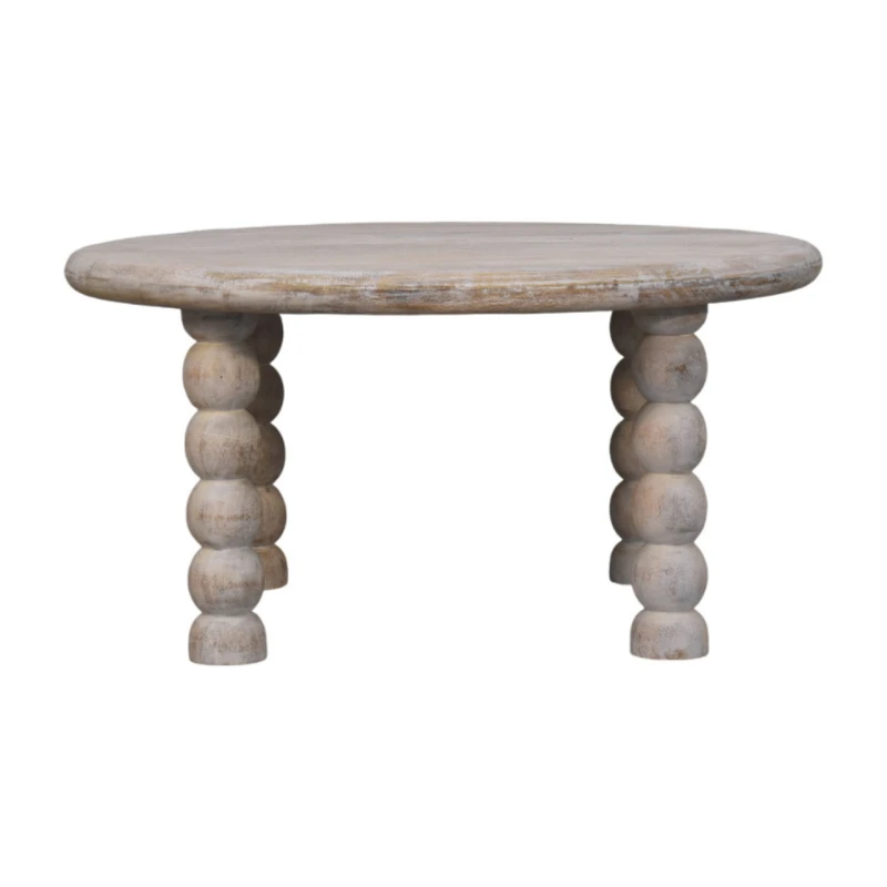 Image of Artisan Furniture Artisan Furniture Solid Wood Spindle Salted Oak Coffee Table, Grey
