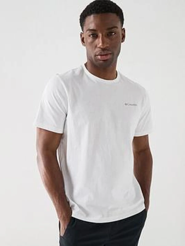 Image of Columbia Essential Chest Logo Short Sleeve T-Shirt White Cotton S