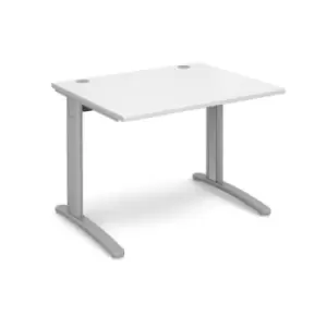 image of Office Desk Rectangular Desk 1000mm White Tops With Silver Frames 800mm Depth TR10