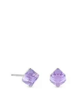 Image of Simply Silver Sterling Silver 925 Blue Cube Stud Earrings, Silver, Women