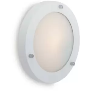 image of Rondo - 1 Light Wall / Flush Ceiling Light Matt White, Opal Glass IP54, G9 - Firstlight