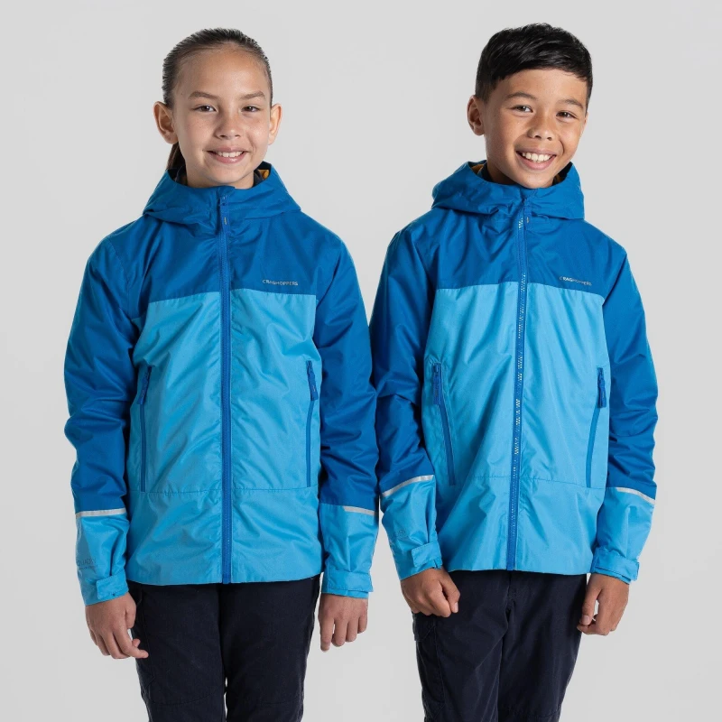 Image of Craghoppers Boys Foyle Waterproof Breathable Jacket 9-10 years - Chest 27.25-28.75' (69-73cm) Howl Black/Sky CKW062B-YAY-9