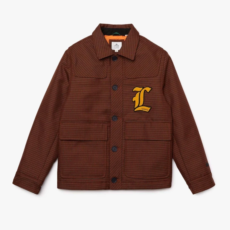 Image of Lacoste Houndstooth Wool Blend Buttoned Jacket - Multi Multi S