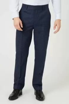 Image of Mens Tailored Navy Small Scale Check Suit Trousers