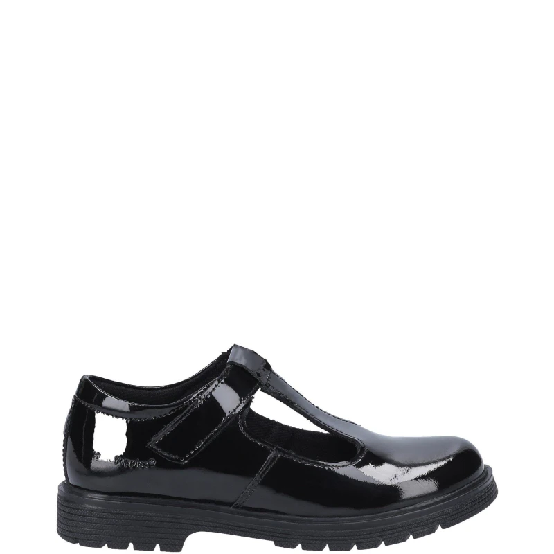 Image of Hush Puppies Gracie Senior Patent School Shoe - Black 6