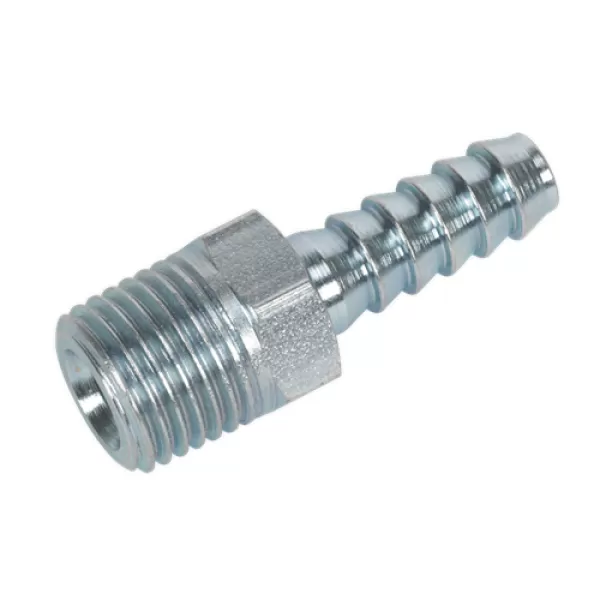 Image of Genuine SEALEY AC08 Screwed Tailpiece Male 1/4BSPT - 1/4 Hose Pack of 5