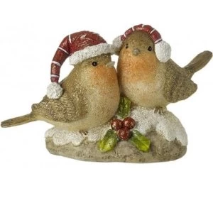 Image of Perched Robin Couple Decoration