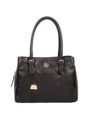 image of Pure Luxuries London Jet Black 'Fleur' Leather Handbag