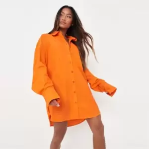 Missguided Oversized Shirt Dress Poplin - Orange