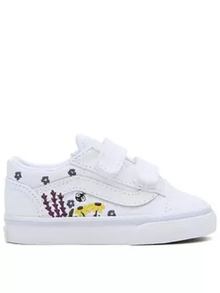 Vans white multi old skool floral embroidery Girls Toddler trainers White Multi UK 4 (EU 20)