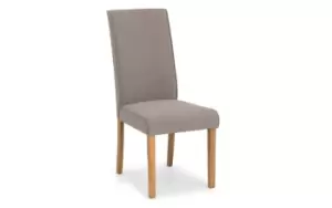 image of Julian Bowen Seville Taupe Linen Fabric Dining Chair With Oak Finish Legs