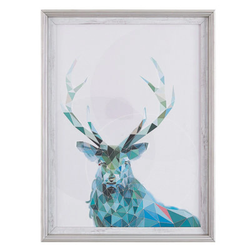Image of Beliani Framed Wall Print Kayes Animal Motif 30 X 40 Cm Blue