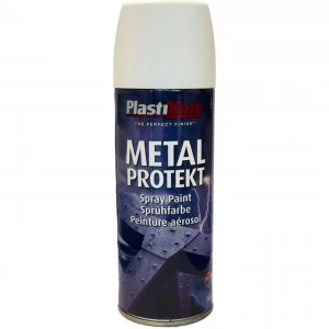 image of Plastikote Metal Protekt Aerosol Spray Paint Satin White 400ml