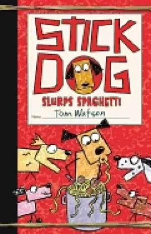 Image of stick dog slurps spaghetti
