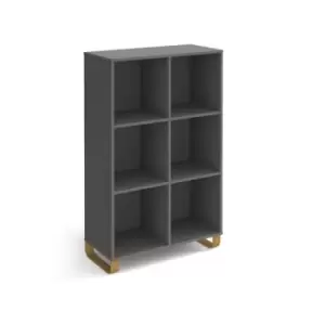 Image of Cairo cube storage unit 1370mm high with 6 open boxes and sleigh frame legs - grey