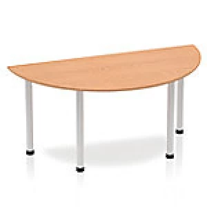 Image of Impulse Semi-circle Table 1600 Oak Post Leg Silver