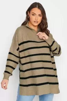 Image of Stripe Quarter Zip Knitted Jumper
