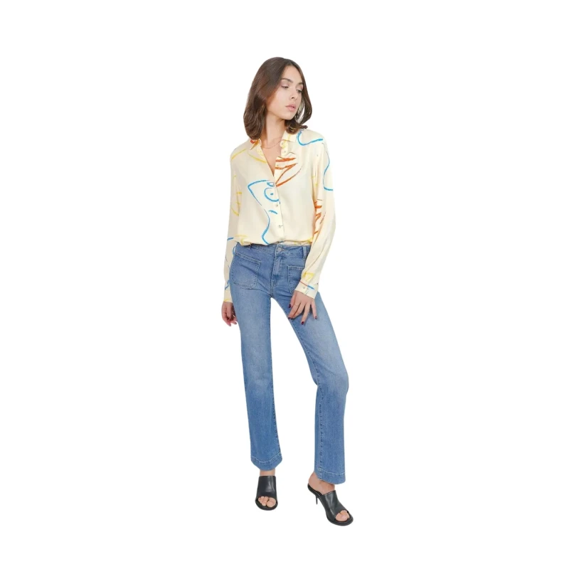 Image of F.A.M. Paris Womens blue stretch cotton bootcut jeans F.A.M. Paris Bella Bleu Female 29