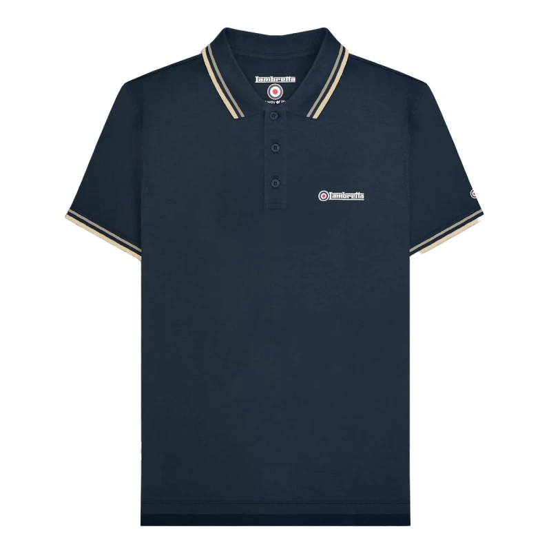 Image of Lambretta Lambretta Men Twin Tip Big & Tall Polo Shirt in Dark Navy Size: 3X-Large Dark Navy XXXL Male 5063703649759