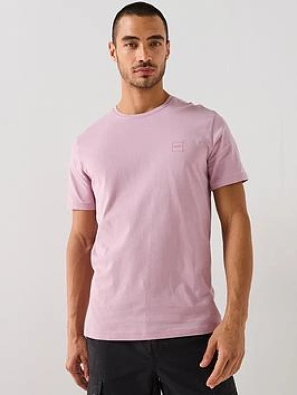 Image of Boss Mens BOSS Orange Tales T-Shirt with Logo Patch Premium Cotton Regular Fit T-Shirts Small Purple 32281479350