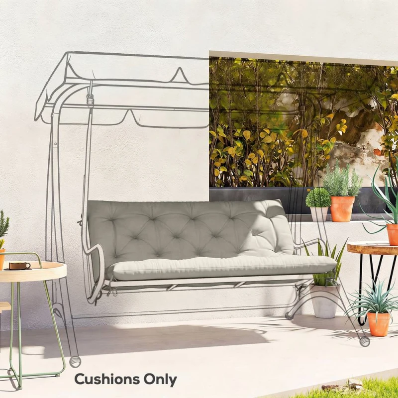 Image of OUTSUNNY Garden Bench Cushion, Seat Pad with Ties in Light Grey Light Grey Unisex