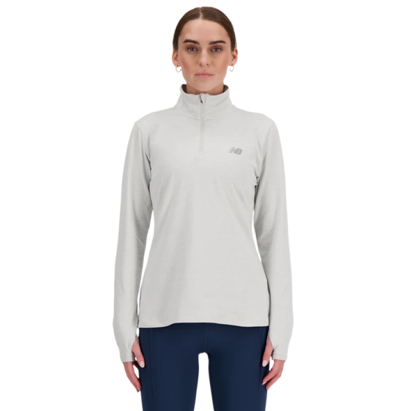 Image of New Balance New Balance Running Space Dye Quarter Zip - Grey 16 Female