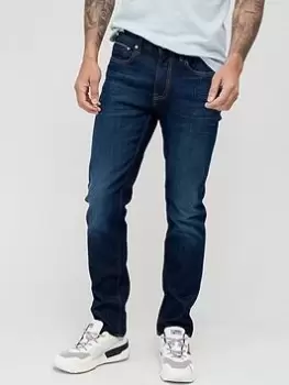 Image of Tommy Hilfiger Straight Fit Denton Indigo Jeans - Dark Blue Indigo, Dark Blue Indigo, Size 34, Inside Leg Regular, Men
