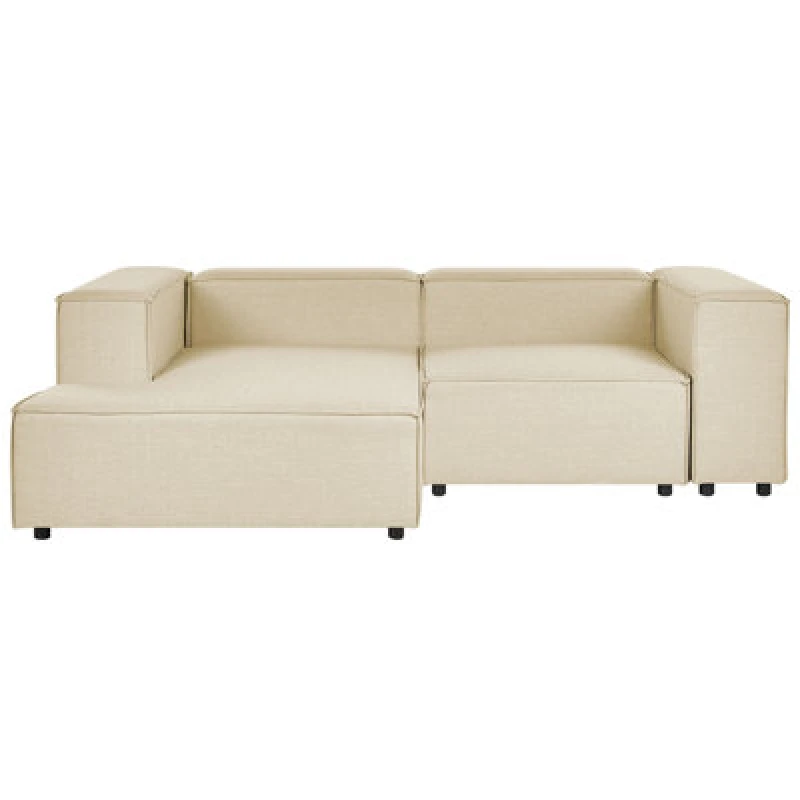 Image of Beliani Modular Corner Sofa 2 Seater Aprica Faux Linen Beige Right Hand