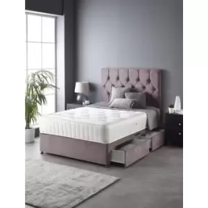 Image of Catherine Lansfield Boutique Divan Bed with 2 Drawers and Ortho Pocket Mattress in Blush Pink - Double
