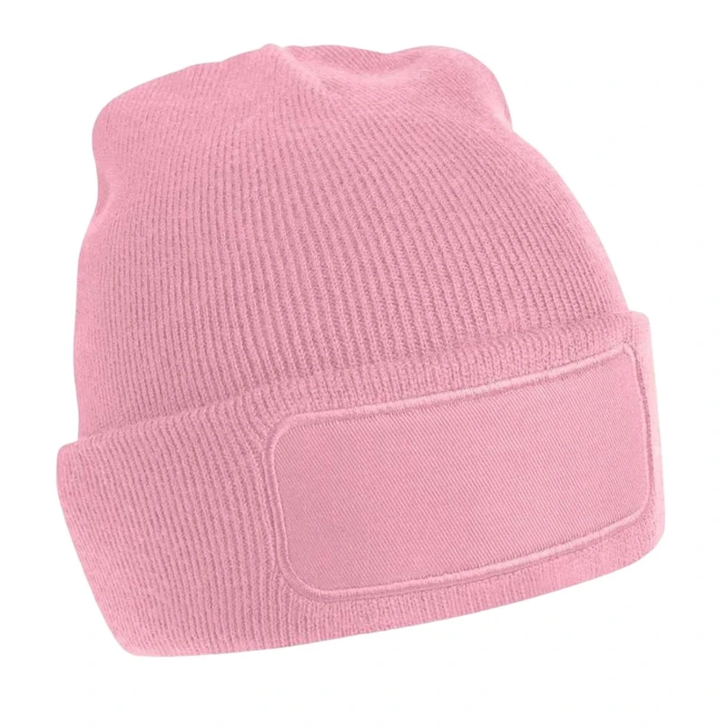 Image of Beechfield Beechfield Men Patch Beanie in Baby Pink Baby Pink One Size Male 5063238466135