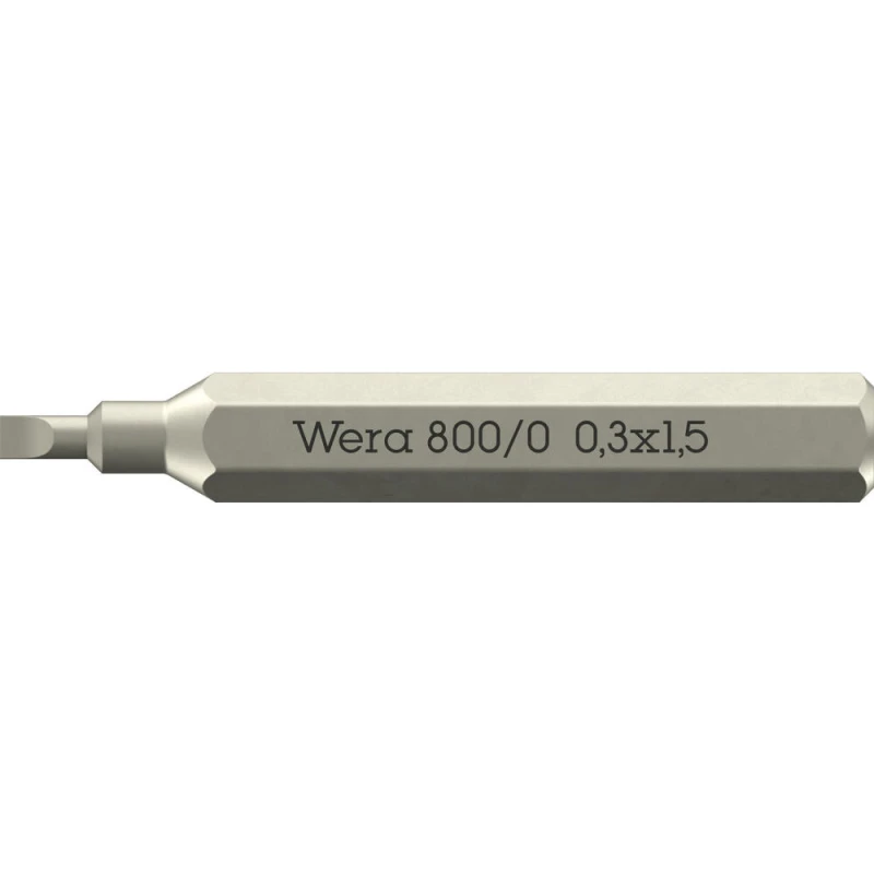 Image of Wera 800/0 4mm Hex Drive Slotted Micro Screwdriver Bits 2.5mm 30mm Pack of 1 5058104001