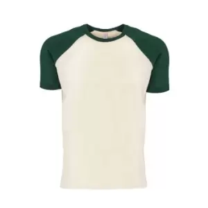 image of Next Level Adults Unisex Contrast Cotton Raglan T-Shirt (XS) (Forest Green/Natural)