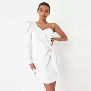 image of Missguided One Shoulder Tie Detail Dress - White