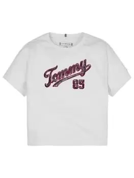 Image of Tommy Hilfiger Girls Tommy Sequins Tee - White, Size Age: 4 Years, Women