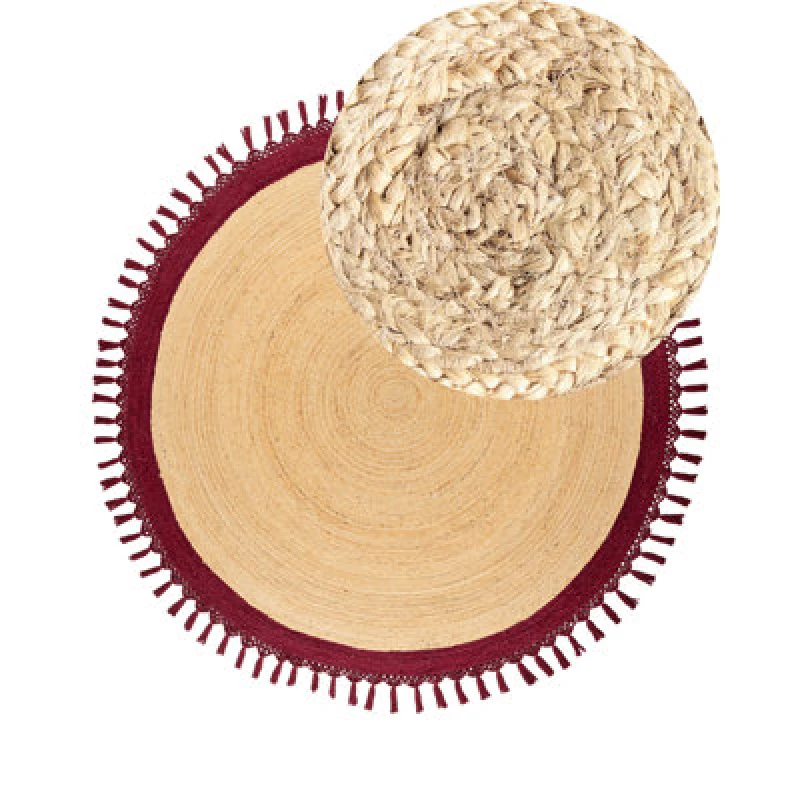 Image of Beliani Rug Marts Dark Red 200 Cm Jute