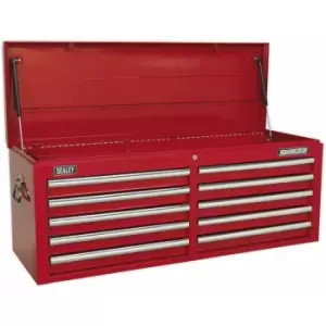 image of 1265 x 435 x 490mm red 10 Drawer Topchest Tool Chest Lockable Storage Cabinet