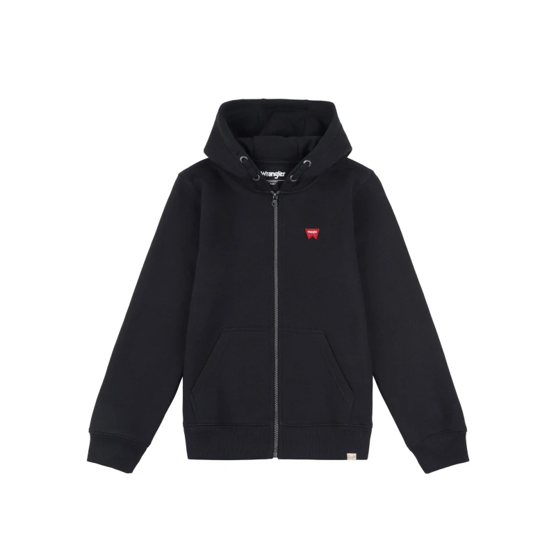 Image of Wrangler Kids Badge Zip Hoodie Black male 7-8 (S)